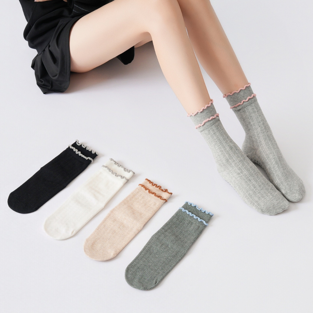 Parisienne Ruffle Grip Crew (Double Layer)